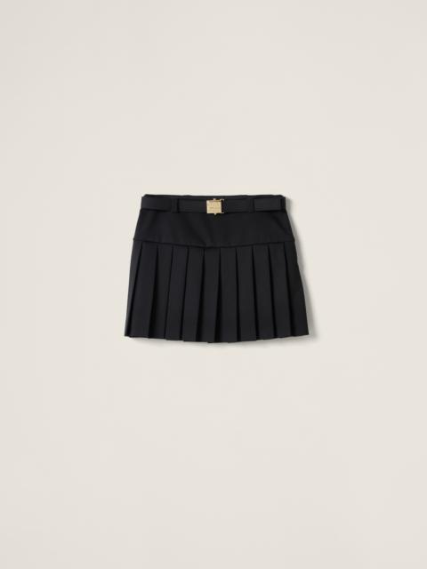 Miu Miu Black Stretch Wool Mini Skirt | italist | REVERSIBLE