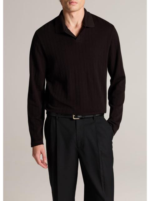 Vince Drop-Needle Pima Cotton Johnny-Collar Shirt