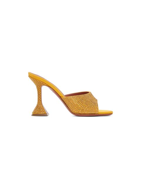 Amina Muaddi Yellow Lupita Crystal Slipper Heeled Sandals