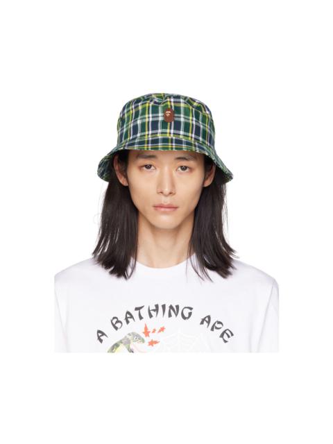 A BATHING APE® Green Check Bucket Hat