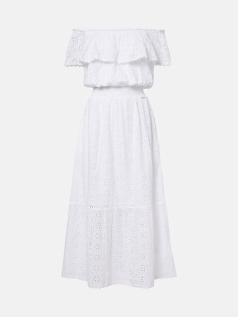 MELISSA ODABASH Larna broderie anglaise cotton midi dress