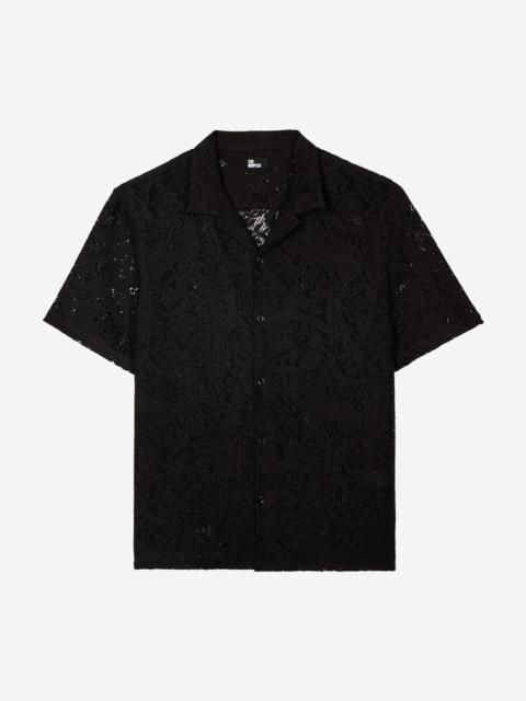 The Kooples BLACK LACE SHORT-SLEEVE SHIRT
