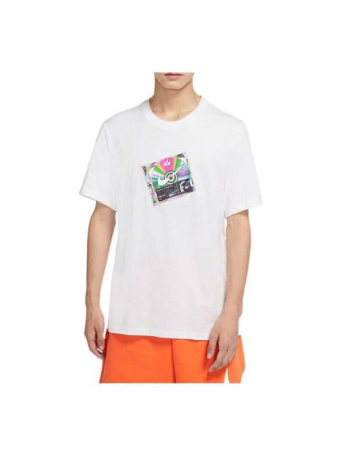 Nike Men's Nike Music Disc Alphabet Printing Casual Sports Short Sleeve White T-Shirt CW0403-100