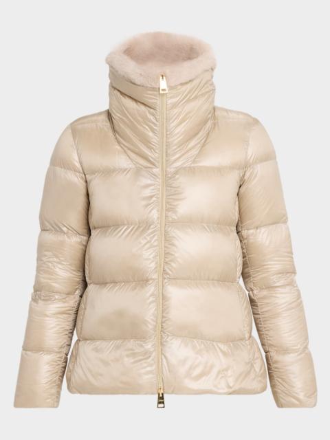 Herno Ultralight Nylon Down Jacket with Alternative Fur