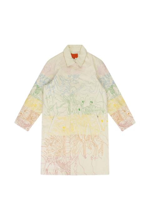 WHO DECIDES WAR embroidered trench coat