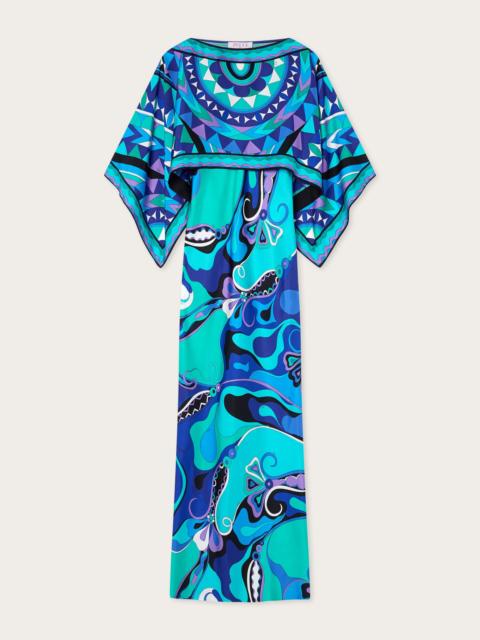 PUCCI ORCHIDEE PRINT SILK DRESS WITH CAPE