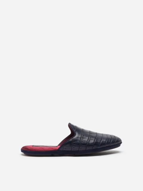 Dolce & Gabbana Silk and crocodile mules