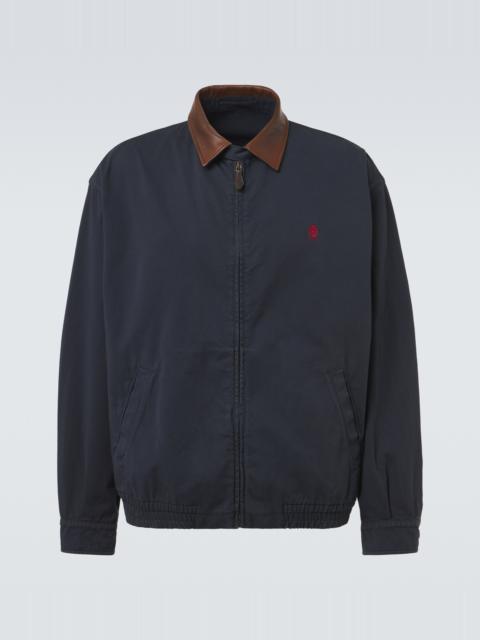 Prada Leather-trimmed cotton canvas blouson jacket