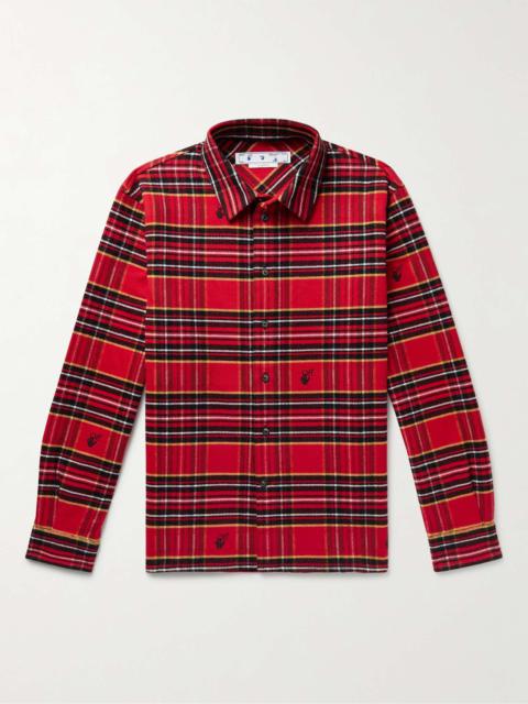 Logo-Embroidered Checked Cotton-Blend Flannel Shirt