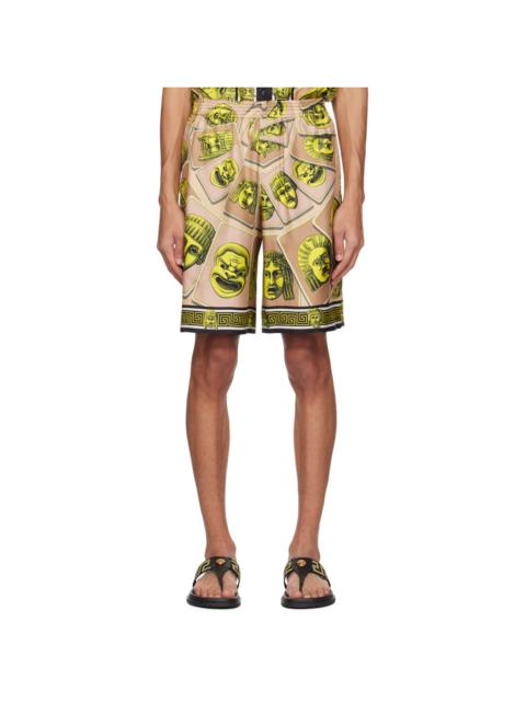 VERSACE Beige 'Le Maschere' Shorts