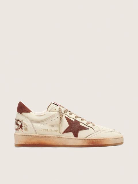 Golden Goose Women's Ball Star in white leather with rust leather star and heel tab