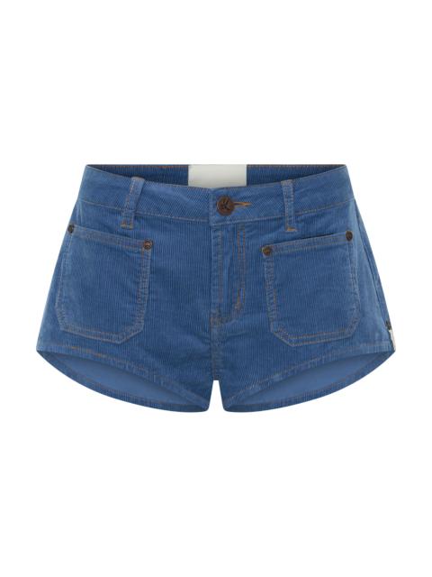 ONE TEASPOON Retro Nomad Low Waist Micro Corduroy Mini Shorts - Cornflower Blue