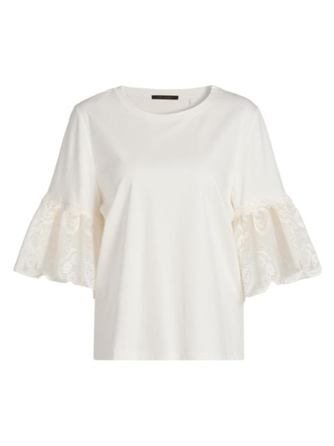 KOBI HALPERIN Women's Amanda Lace-Trimmed Cotton T-Shirt - Ivory