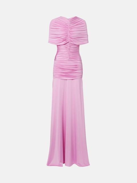 self-portrait Caped ruched jersey maxi dress