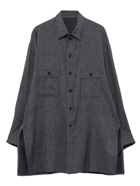 Yohji Yamamoto MELANGE STRIPE BLOUSE (BLACK)