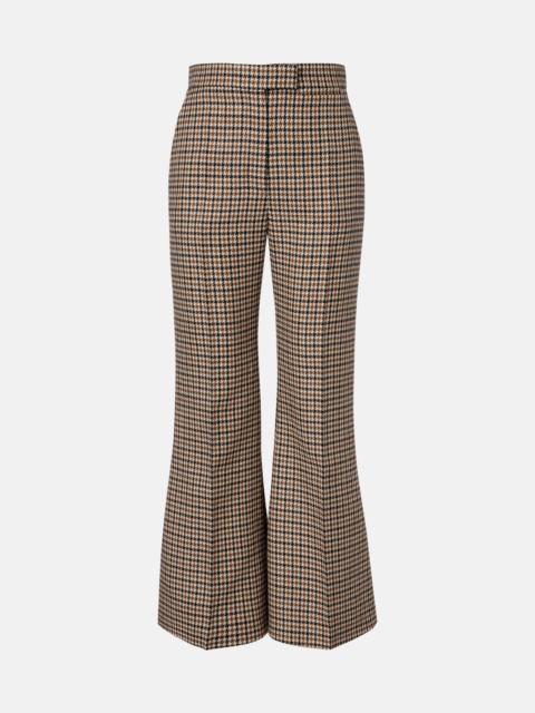 Valentino Houndstooth cropped virgin wool flared pants