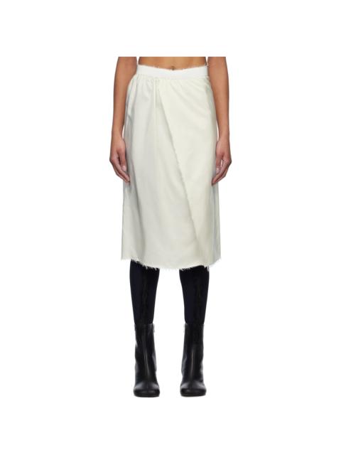 MM6 Maison Margiela Off-White Frayed Edge Midi Skirt