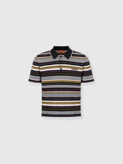 Missoni Striped cotton polo shirt with embroidered logo lettering