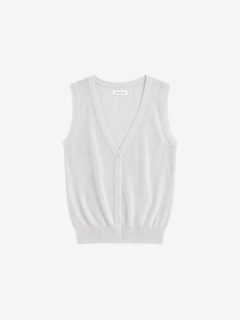 The Frankie Shop Lesina Sheer Knit Sleeveless Cardigan - Light Grey