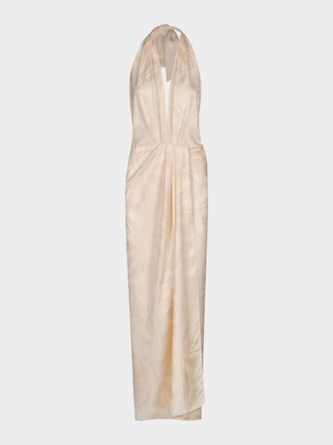 Johanna Ortiz Wildly Beautiful Plunging Halter Maxi Dress