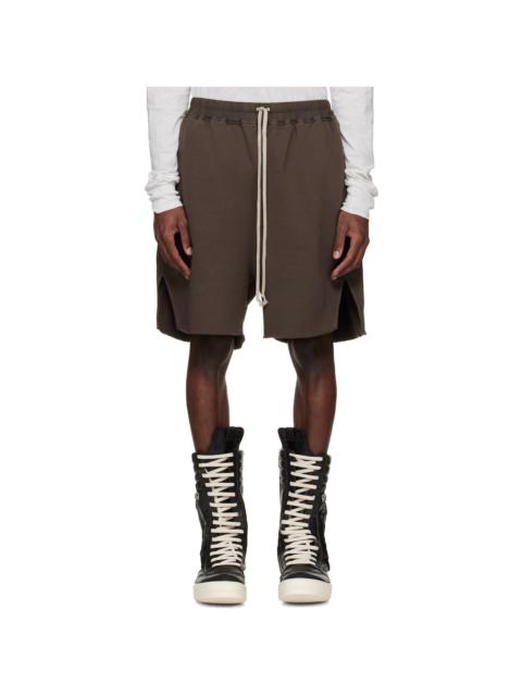 Rick Owens DRKSHDW Brown Temple Long Boxers Butt Zip Shorts