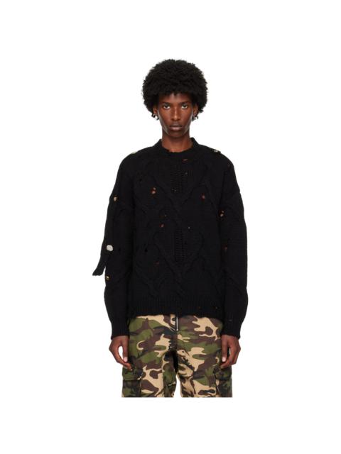 Black Fisherman Button Sweater