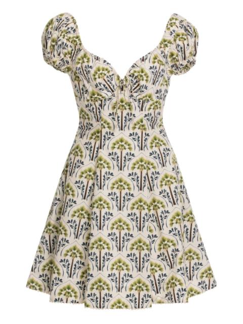 Agua by Agua Bendita Mati Moriche puff-sleeve palm-tree print dress