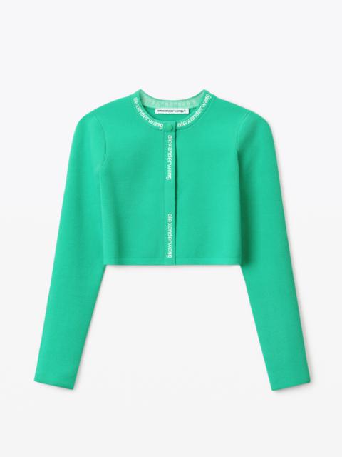 Alexander Wang JACQUARD LOGO CARDIGAN IN STRETCH KNIT