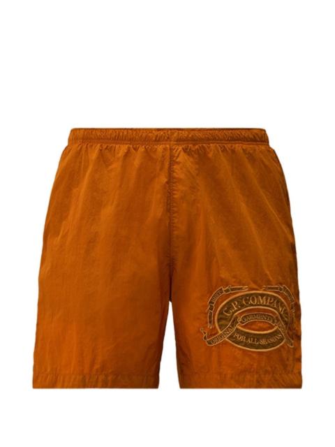 C.P. Company Eco-Chrome R logo-patch swim shorts