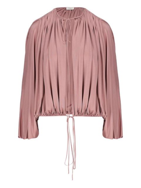 SAINT LAURENT drawstring gathered-shoulder blouse
