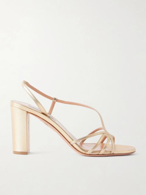 AQUAZZURA Talk To Me 85 Metallic Leather Sandals