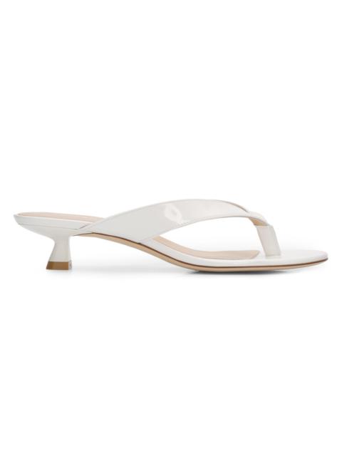 Stuart Weitzman Women's Rio Sleek 35MM Kitten-Heel Sandals - Blanco