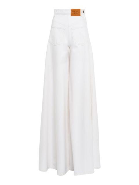 A.W.A.K.E. MODE Cotton Super Wide Leg Mirror Jeans white