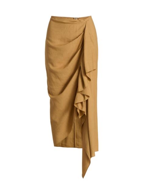 MICHAEL KORS COLLECTION Women's Cascade Linen-Blend Midi-Skirt - Cashew