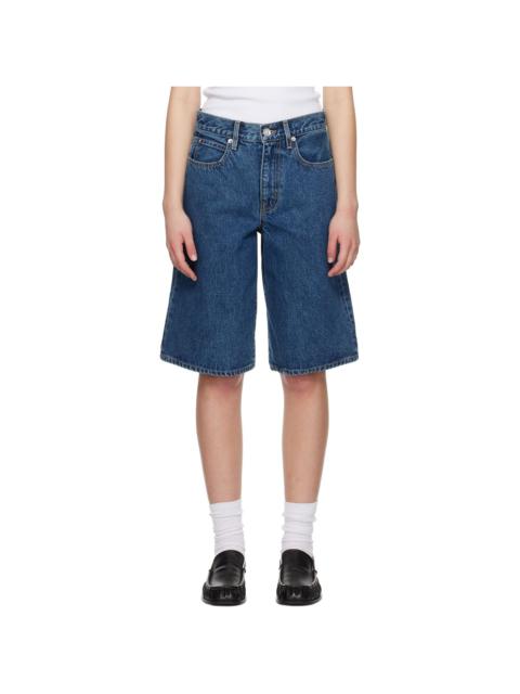【関税込み】SLVRLAKE ブルー Baggy Grace デニムショートパンツ SLVRLAKE Blue Baggy Grace Denim Shorts | REVERSIBLE