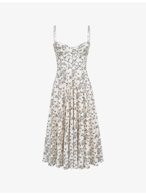 House of CB Steffani Floral-Print Stretch-Cotton Midi Dress