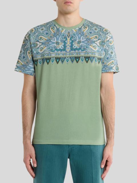 Etro COTTON T-SHIRT WITH PLACED POCKET-SQUARE PAISLEY PRINT