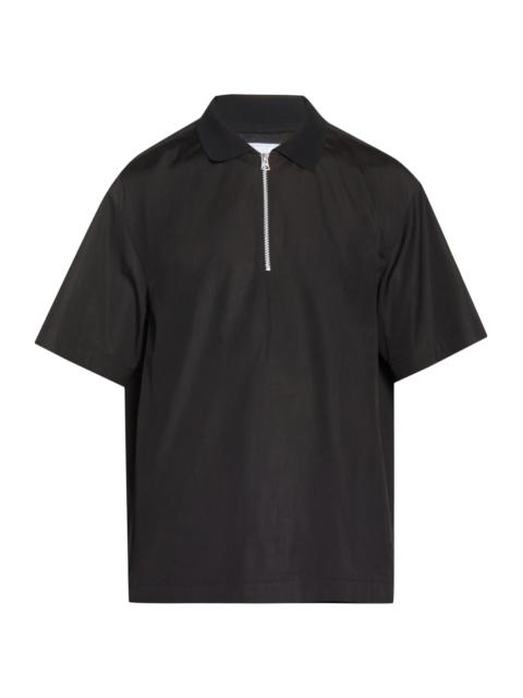 sacai Men's Quarter-Zip Cotton Poplin Shirt - Black