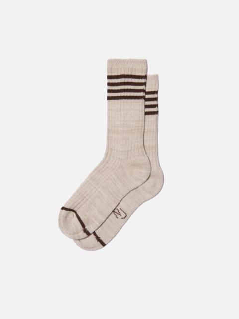 Nudie Jeans Men Tennis Socks Stripe Beige