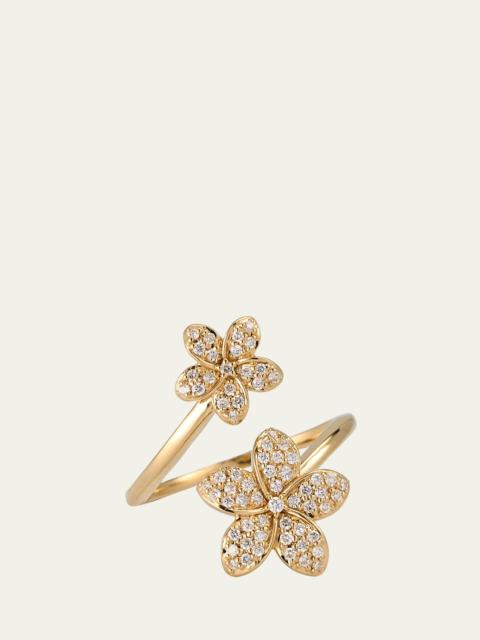 SYDNEY EVAN 14k YG Diamond Plumeria Wrap Ring, Size 6.5