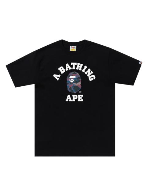 A BATHING APE® BAPE Grid Camo College Tee 'Black/Purple'