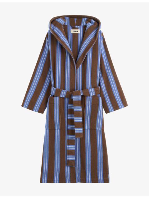 TEKLA Striped Hooded Cotton Robe