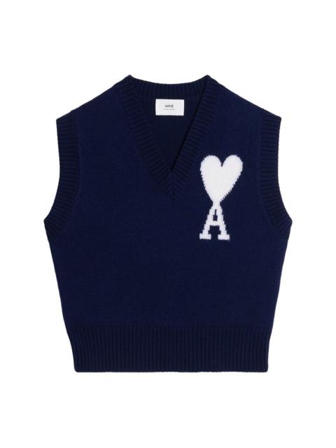 AMI Paris logo-intarsia knit vest