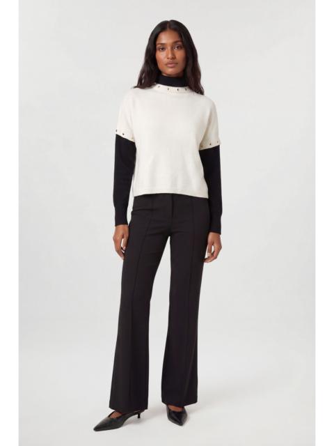 KAREN MILLEN Cashmere Button Off Sleeve And Polo Neck Sweater