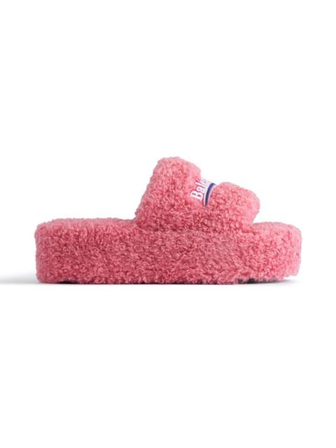BALENCIAGA Women's Furry Platform Sandal  in Pink