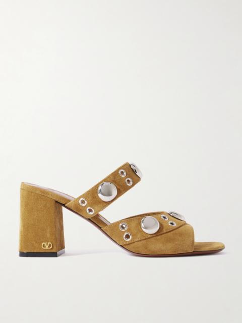 Valentino Nellcôte 75 Embellished Suede Mules