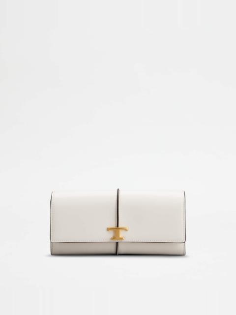 Tod's T TIMELESS WALLET IN LEATHER - WHITE