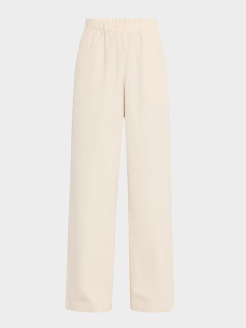 Lafayette 148 New York Riverside Wide-Leg Organic Cotton Poplin Pants