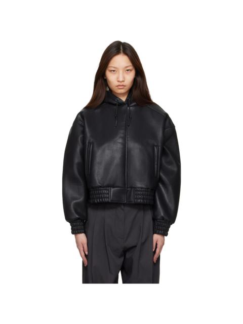 The Frankie Shop Black Jackson Bonded Faux-Leather Bomber Jacket