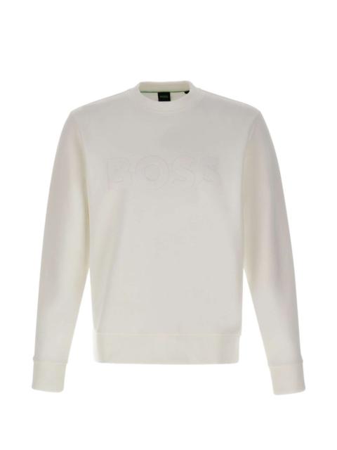 BOSS logo ribbed crew-neck sweatshirt